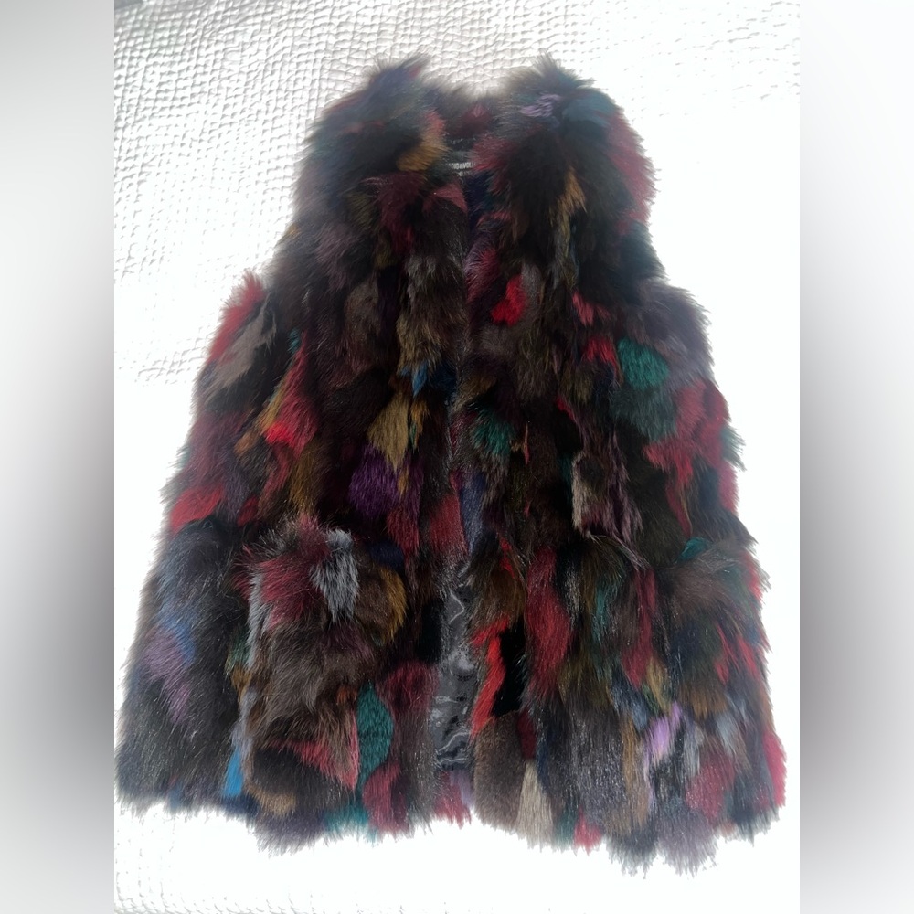 Zadig & Voltaire Fete Deluxe Multicolor Fox Fur Vest NWOT Size S/M